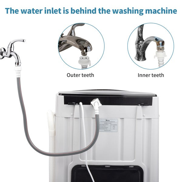 KRISRATE 17.8 Lbs Full-Automatic Washing Machine 2.4Cu.ft Portable Compact Laundry Washer Spin with Drain Pump,10 programs 8 Water Level, LED Display