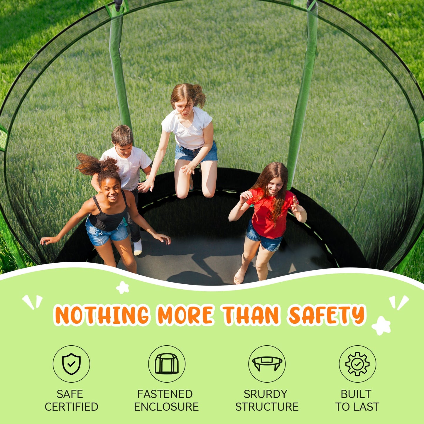 ANCHEER Trampoline 8FT 12FT 14FT, Recreational Trampoline with Enclosure for Kids Adults, ASTM Approved Outdoor Trampoline with Ladder