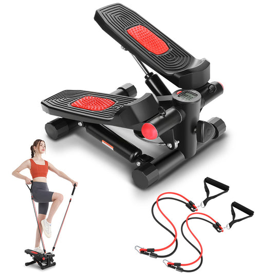 ANCHEER Mini Steppers for Exercise, Air Stair Steppers with Resistance Bands, LCD Monitor, 99% installation-fre Machine for Home Office Use