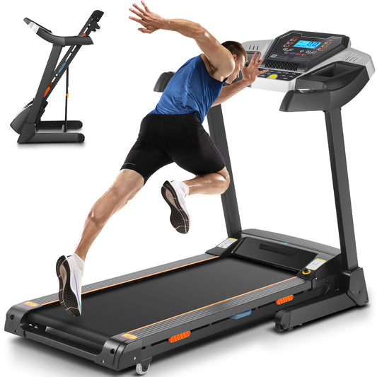 ANCHEER Folding Treadmill with Auto Incline, Smart App Control, Bluetooth Audio Speaker, LED Display, Max 9 MPH