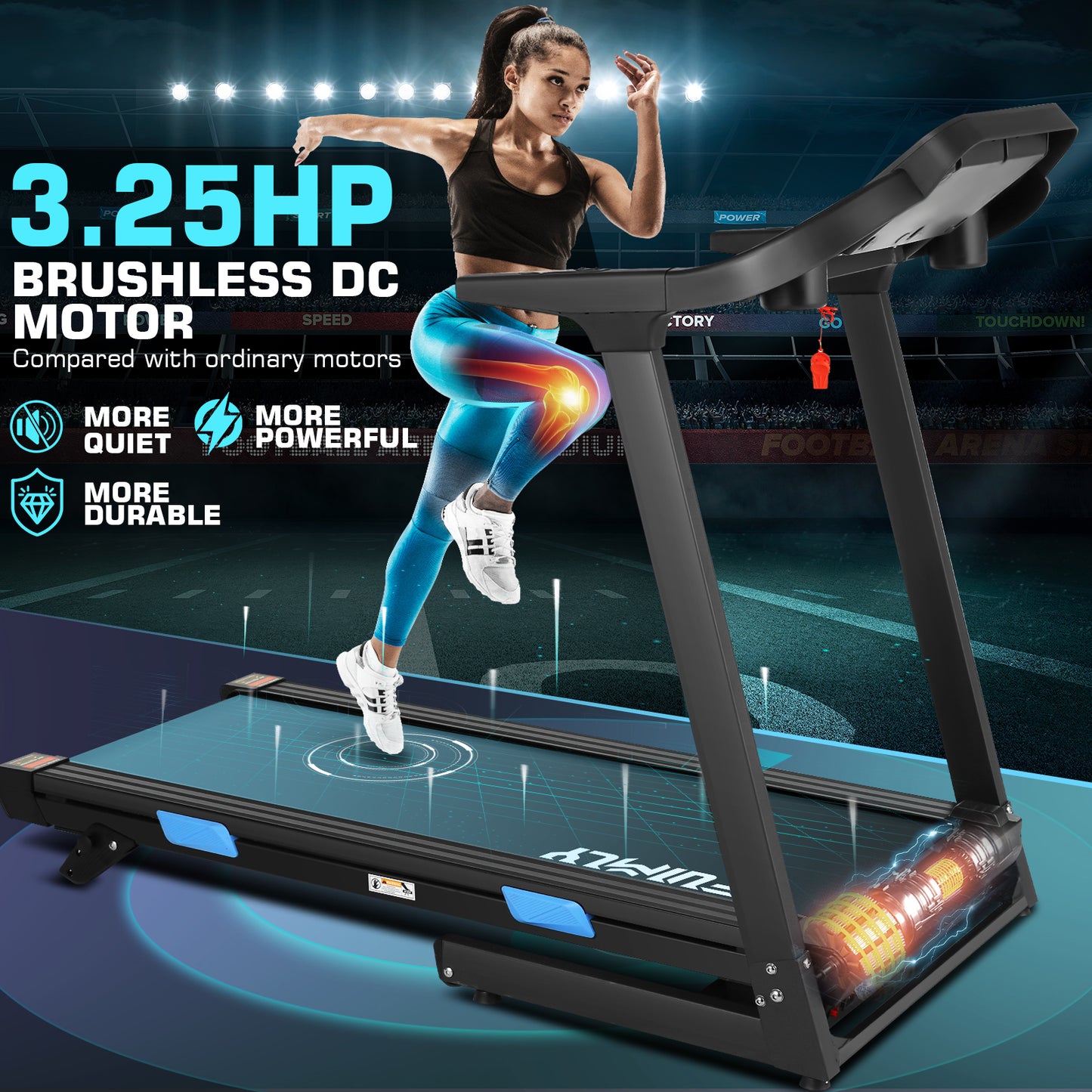 FUNMILY FUNMILY 3.25HP Treadmill with Auto 12% Incline, Folding Treadmill for Home&Office,Speed Range 0.6~10mph, 300 lbs Weight Capacity