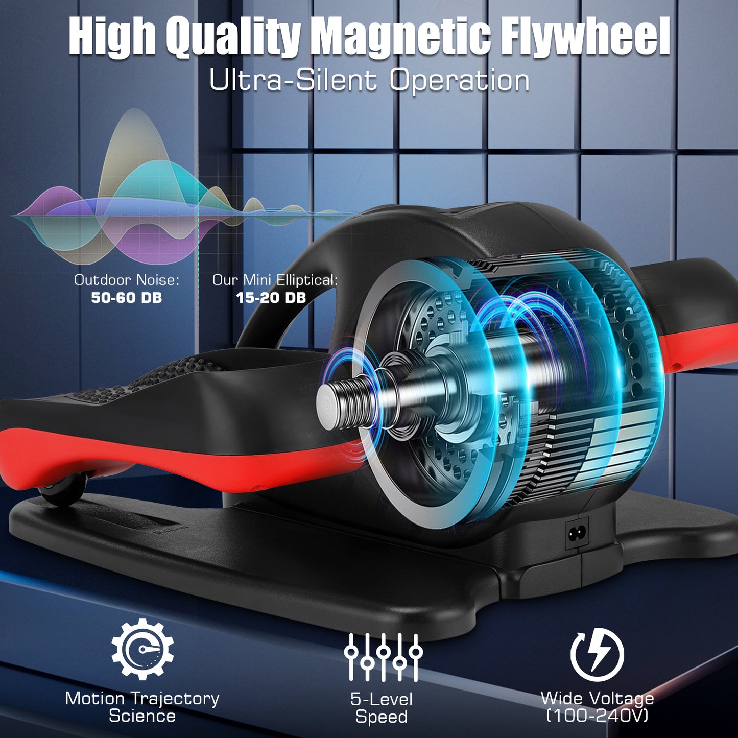 KRISRATE Under Desk Elliptical Machine - Electric Seated Pedal Exerciser with LCD Display, Quiet Mini Elliptical Trainer for Seniors Home Office