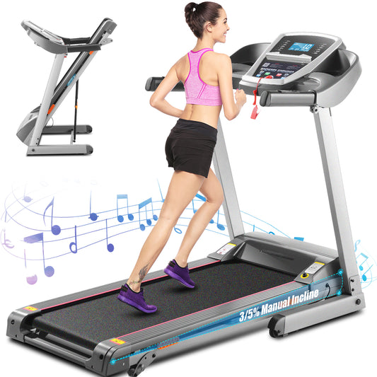 FUNMILY Foldable 13% Auto Incline 3HP Treadmill for Home , 300 lb Capacity,Speed Range 0.6~9MPH