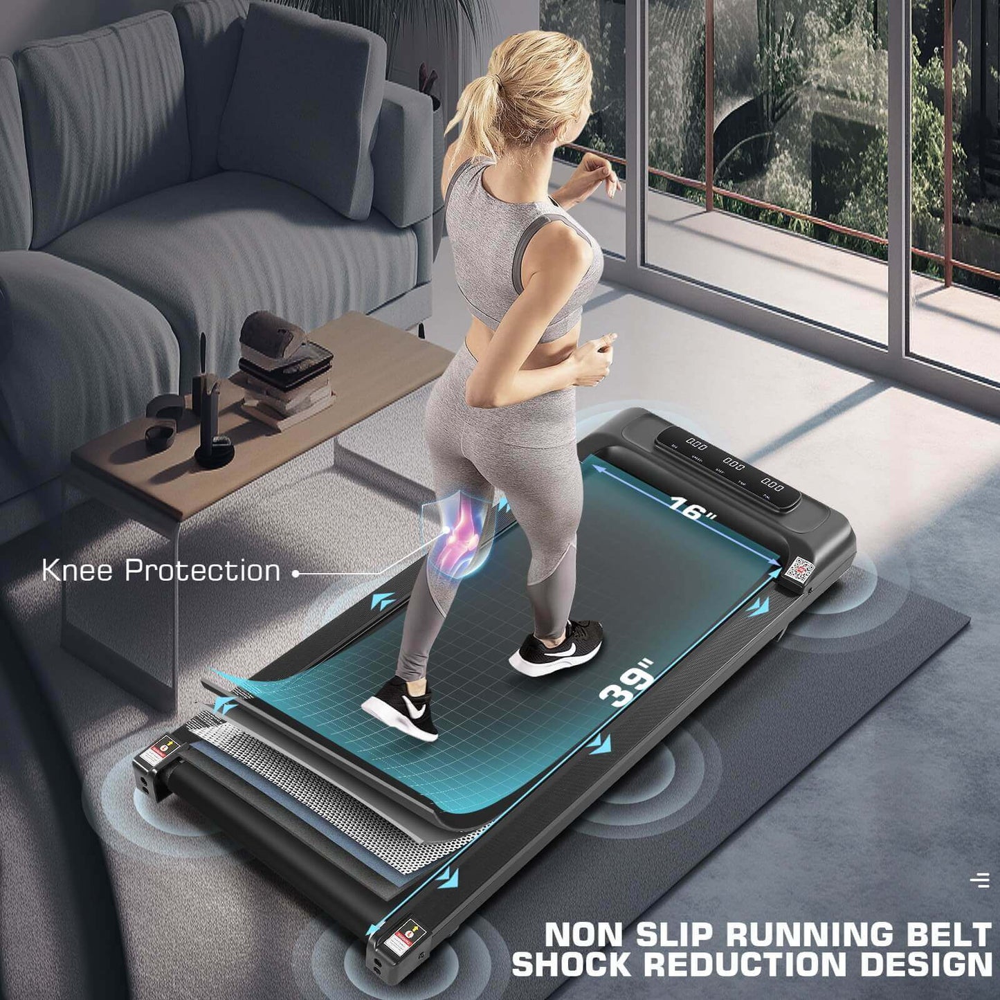 FUNMILY Walking Pad&Under Desk Treadmill for Home&Office, Speed Range 0.5~3.8mph, 300 lbs Weight Capacity