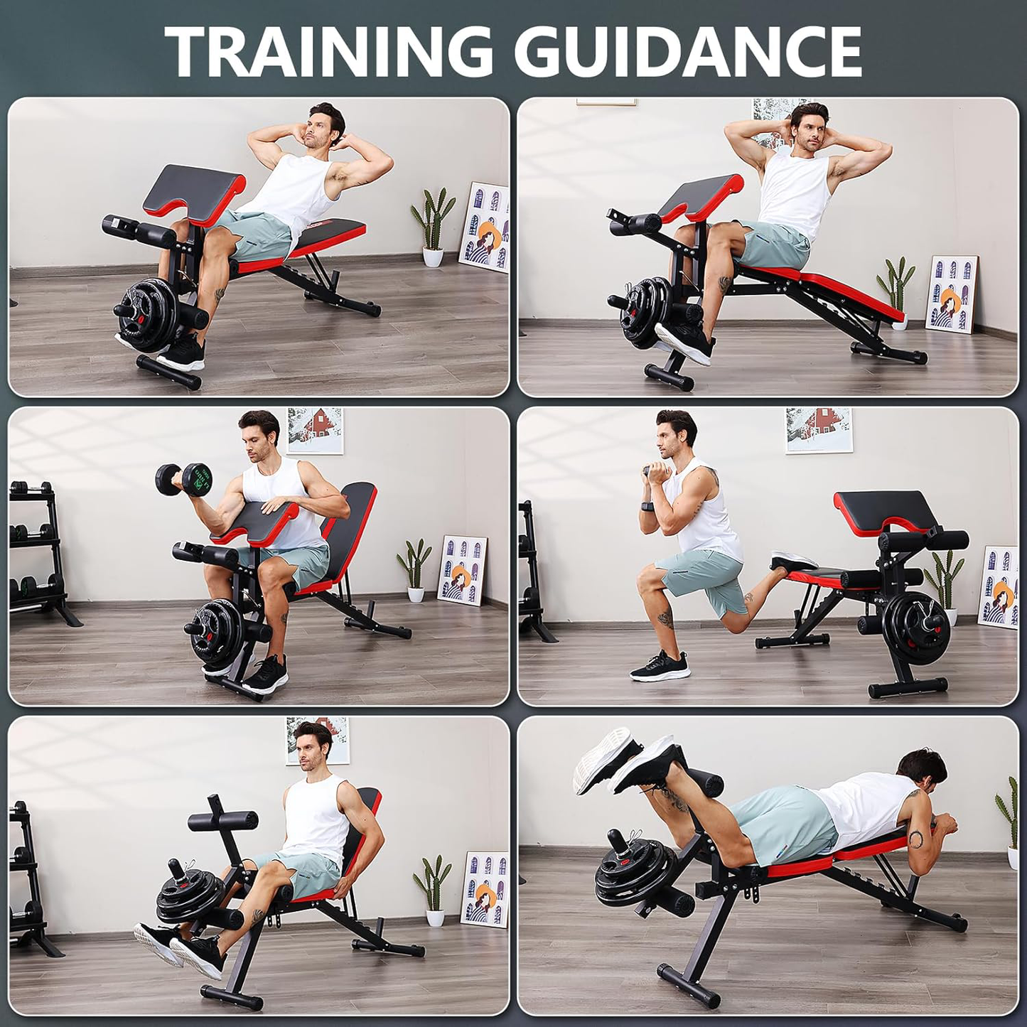 KRISRATE 800LBS Adjustable Weight Bench - Home Gym Workout Bench with Leg Extension, Leg Curl & Preacher Curl, Multi-Position Gym Bench Exercise Bench