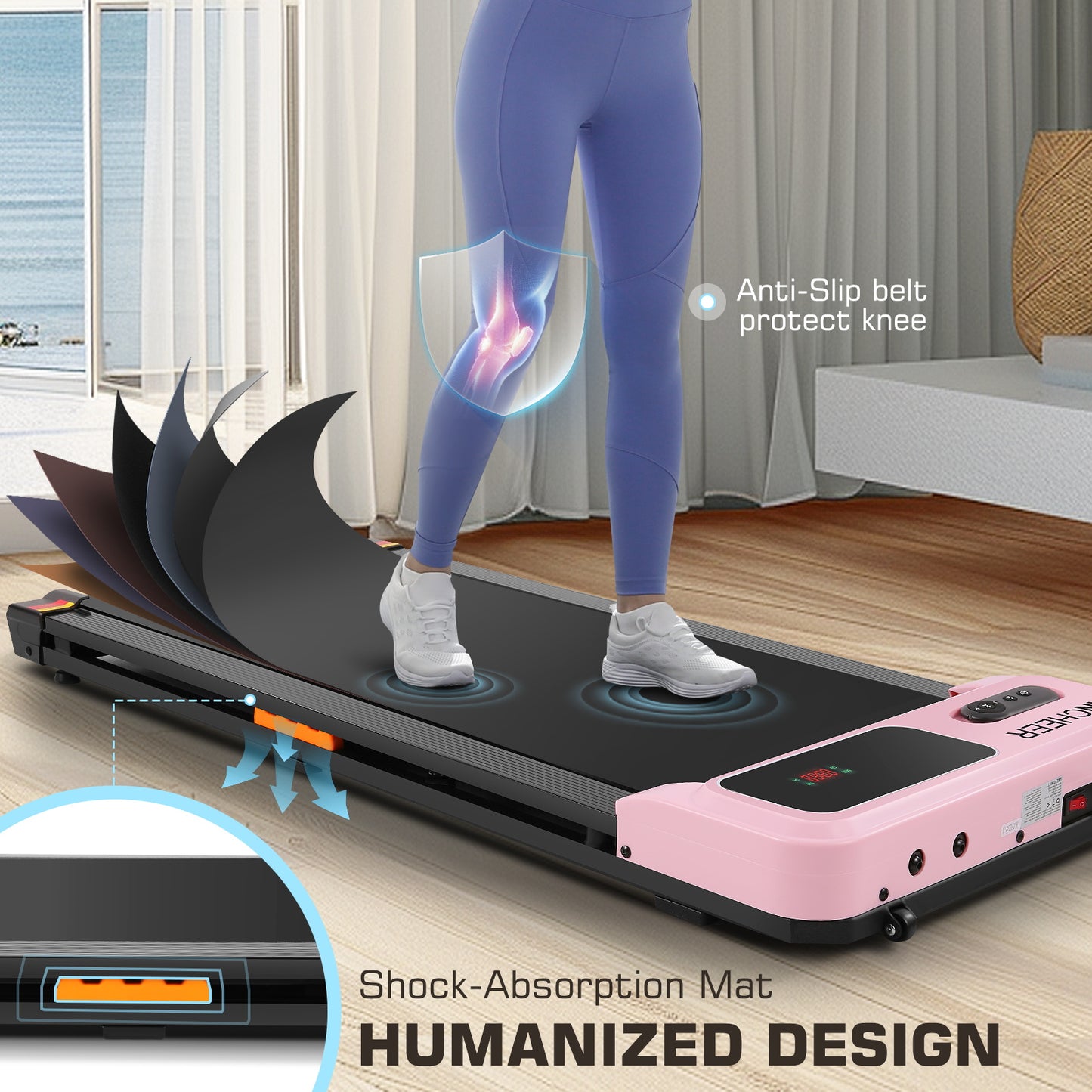 ANCHEER Walking Pad Treadmill&Under Desk Treadmill for Home&Office, Speed Range 0.6~3.8mph, 240 lbs Weight Capacity