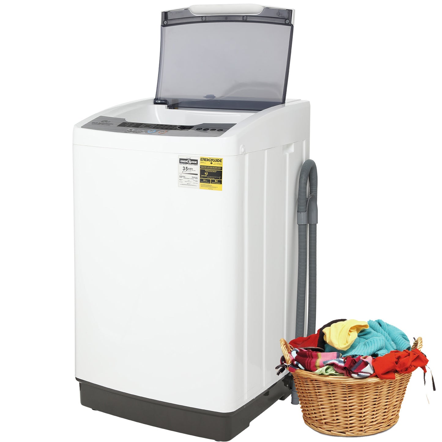 KRISRATE Portable Washing Machine, 20/15.6Lbs Capacity Full-Automatic Washer Machine with Drain Pump, LED Display, 10 Programs & 8 Water Levels
