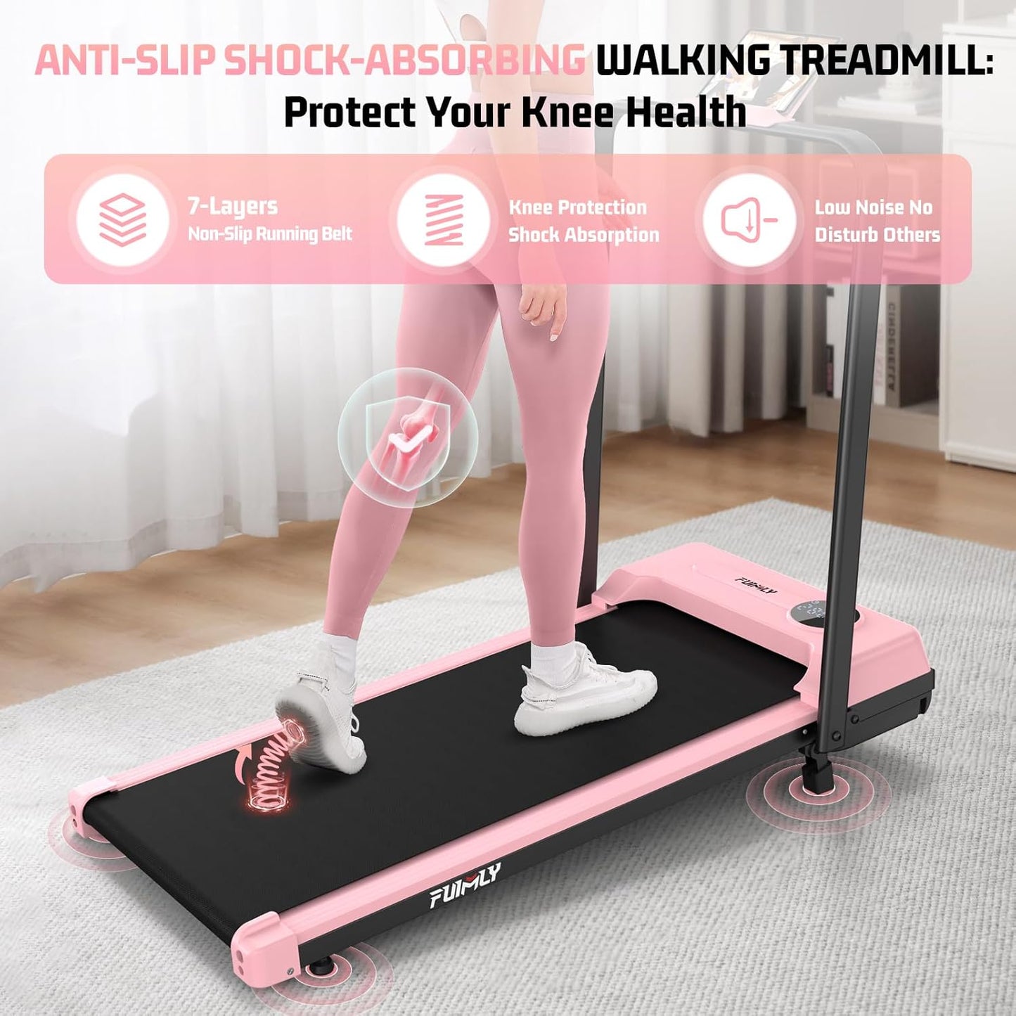 KRISRATE Walking Pad Treadmill with 12% Incline & Handle Bar & Shock Absorption, 3.5HP Foldable Treadmills for Home, Under Desk Compact Walking Pad