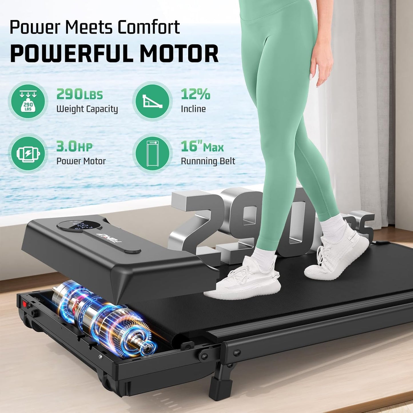 KRISRATE Walking Pad Treadmill with 12% Incline & Handle Bar & Shock Absorption, 3.5HP Foldable Treadmills for Home, Under Desk Compact Walking Pad