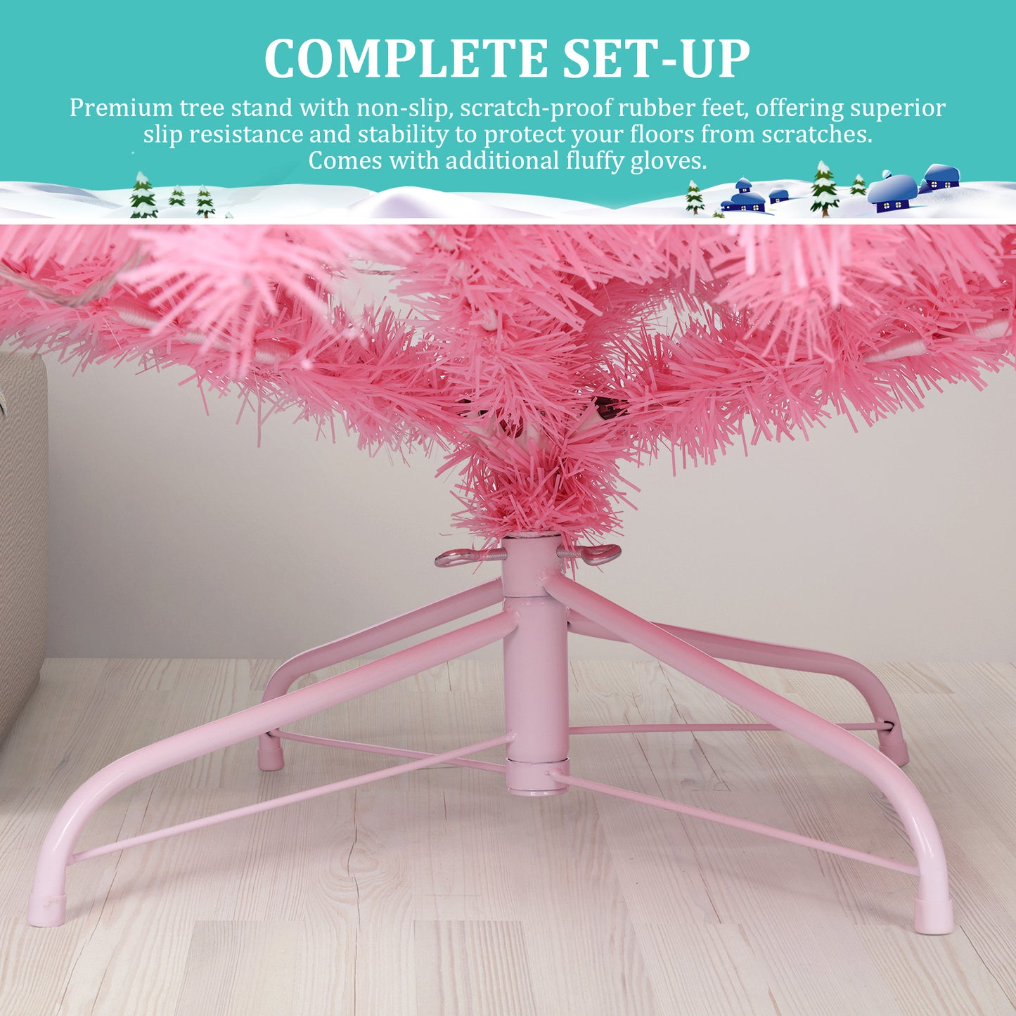 KRISRATE 6FT Premium Hinged Artificial Christmas Tree, 1455 PVC Branch Tips, Easy Assembly & Party Decoration, Foldable Metal Stand, Pink/Green/Black