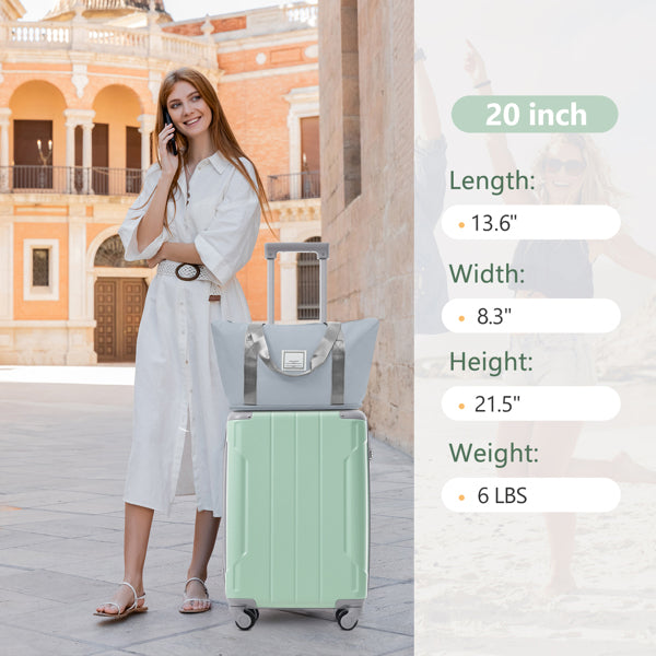 YOUNGFIT 3 PCS ABS Lightweight Hard Shell Carry on Luggage(20") with Travel Bag, Spinner Wheels and TSA Lock Suitcase for Getaways, Business Travel