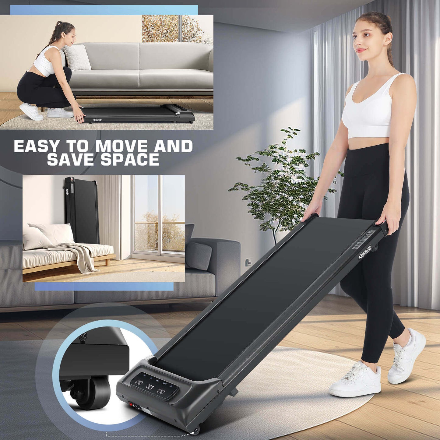 FUNMILY Walking Pad&Under Desk Treadmill for Home&Office, Speed Range 0.5~3.8mph, 300 lbs Weight Capacity