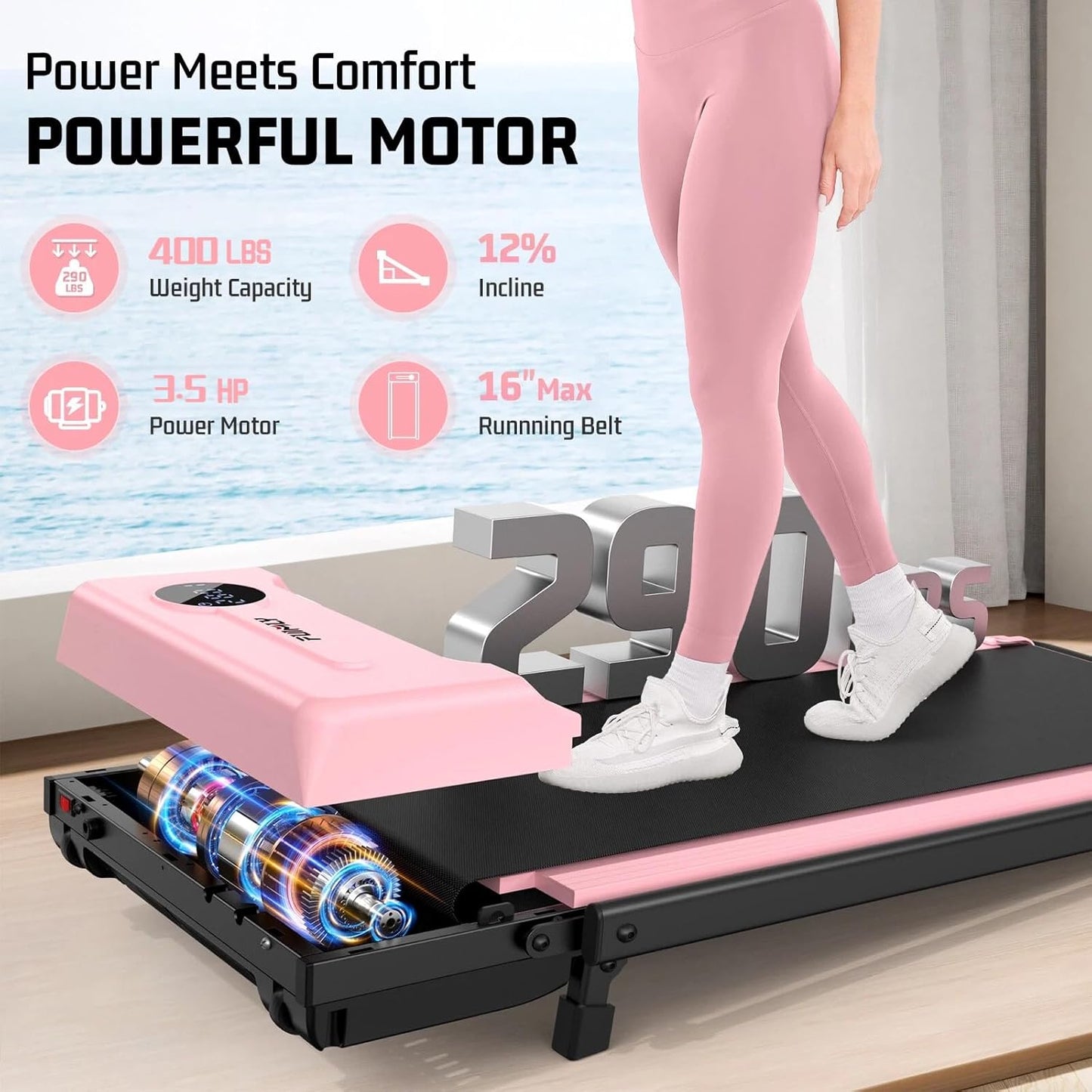 KRISRATE Walking Pad Treadmill with 12% Incline & Handle Bar & Shock Absorption, 3.5HP Foldable Treadmills for Home, Under Desk Compact Walking Pad