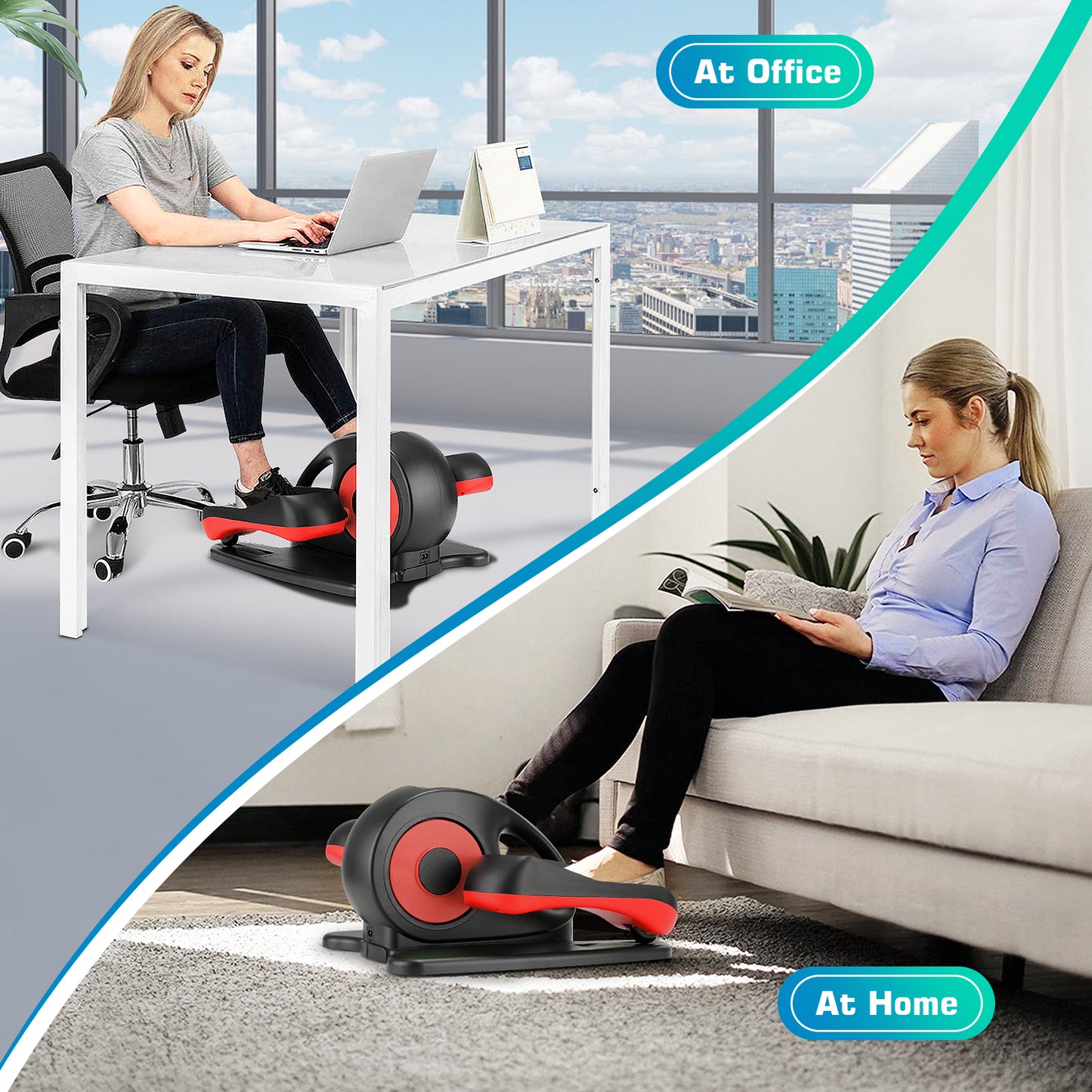 KRISRATE Under Desk Elliptical Machine - Electric Seated Pedal Exerciser with LCD Display, Quiet Mini Elliptical Trainer for Seniors Home Office