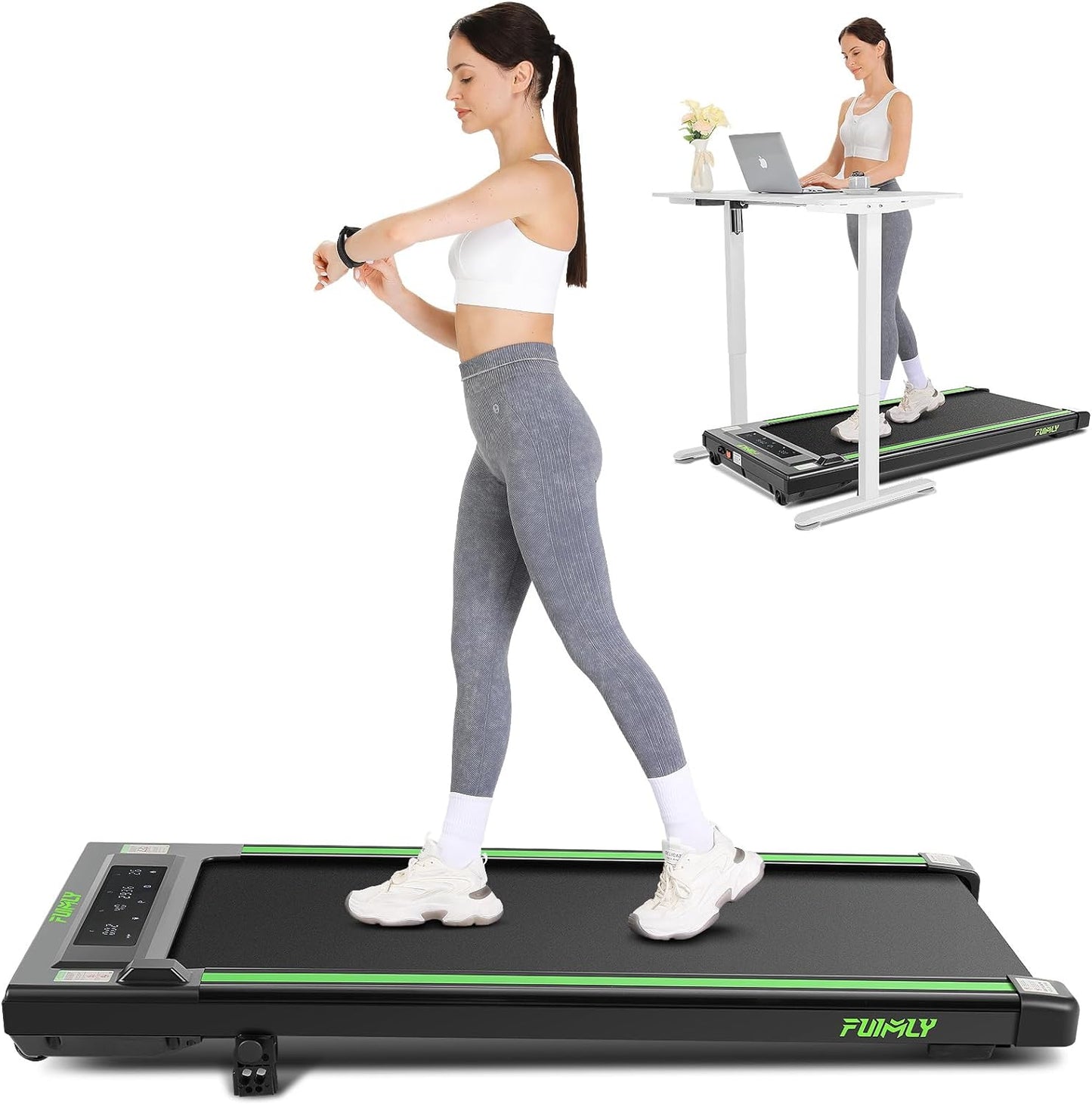 FUNMILY 2 in 1 Walking Pad Treadmill 2.5HP with Incline Installation-Free