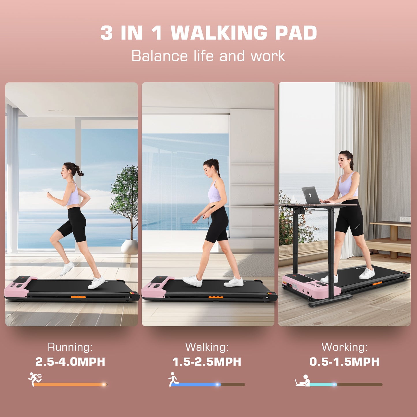 ANCHEER Walking Pad Treadmill&Under Desk Treadmill for Home&Office, Speed Range 0.6~3.8mph, 240 lbs Weight Capacity