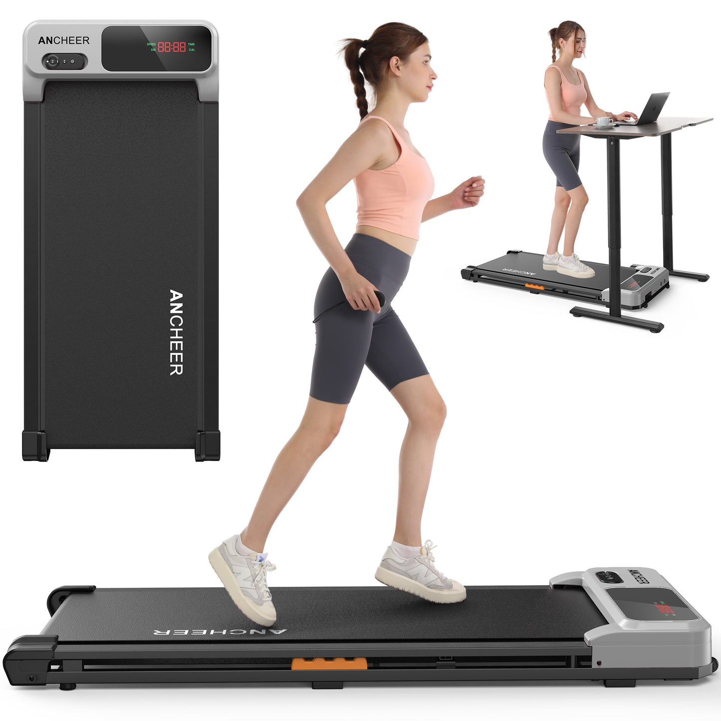 Walking Pad with Incline for Home & Office, Speed 0.6-4mph, Weight Capacity 300 Lbs, With Slope Adjustment, No Installation, Easy to Move, Low Noise Level