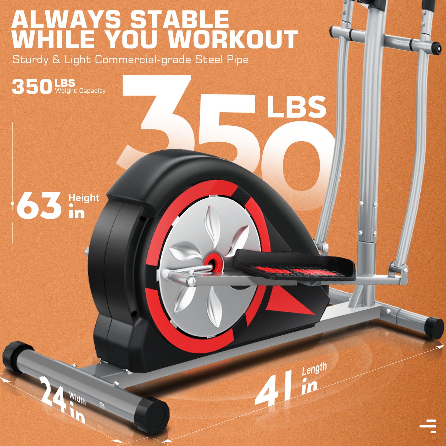 KRISRATE Elliptical Exercise Machine for Home Gym, Ultra-Silent Magnetic Elliptical Trainer with 500LBS Weight Capacity, LCD Monitor, Pulse Rate Grips