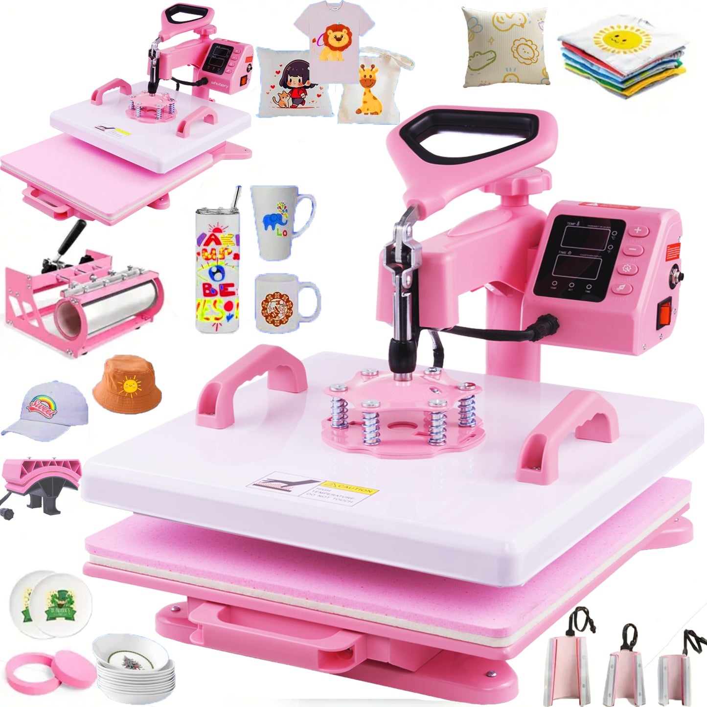 KRISRATE 15"x15" Heat Press Machine Set with 30OZ Tumbler Press, Slide Out 360° Swing Away Digital Heat Transfer for T-Shirt/Tumbler/Mug/Hat/Cap/Plate
