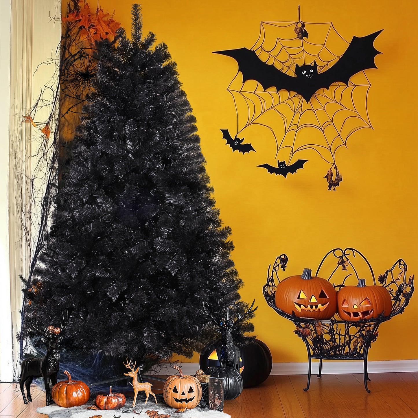 KRISRATE 6FT Premium Hinged Artificial Christmas Tree, 1455 PVC Branch Tips, Easy Assembly & Party Decoration, Foldable Metal Stand, Pink/Green/Black