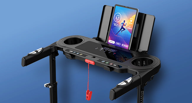 KRISRATE 3.5HP Treadmill w/ Desk Workstation & Adjustable Height, 450 lbs Capacity, Portable Folding 15% Incline Walking Pad Treadmill with Handle Bar