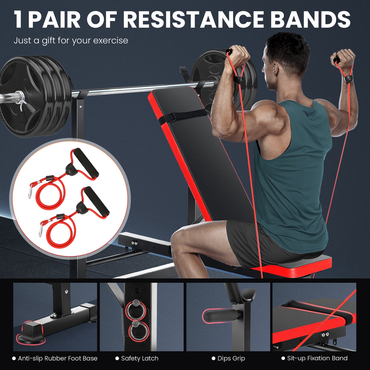 KRISRATE 660lbs Multi-Function Weight Bench Set 6-in-1 with Squat Rack, Leg Developer, Preacher Curl, Adjustable Workout Bench for Home Gym Training