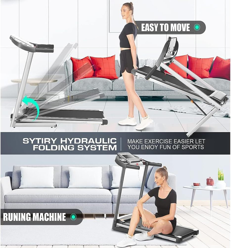 KRISRATE Treadmills with 12% Incline & 10” 3D TV Screen & WiFi & APP & Heart Rate for Home, 3.25HP 9MPH Smart Treadmill, Foldable Running Machine