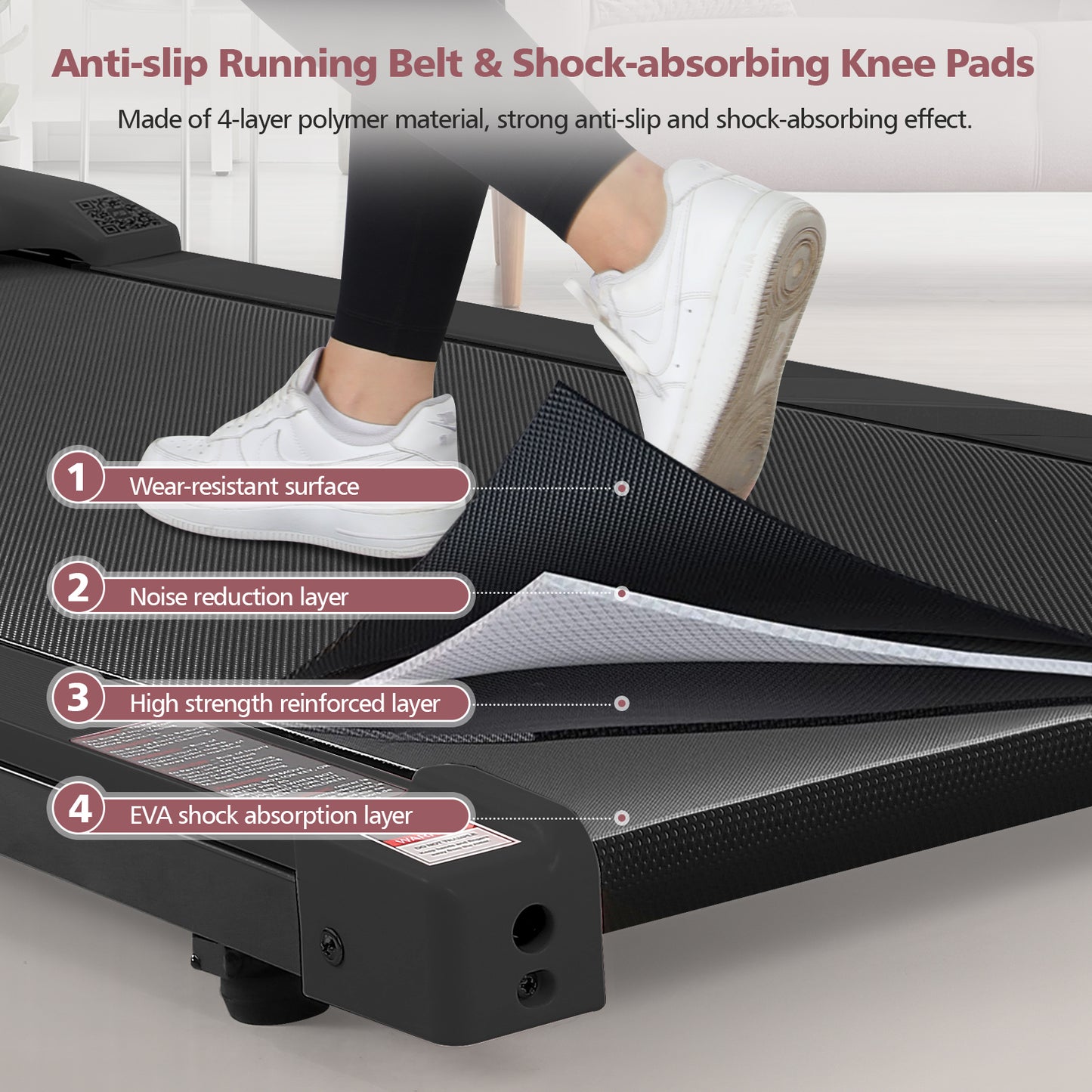 KRISRATE Walking Pad&Under Desk Treadmill for Home&Office, Speed Range 0.5~3.8mph, 300 lbs Weight Capacity