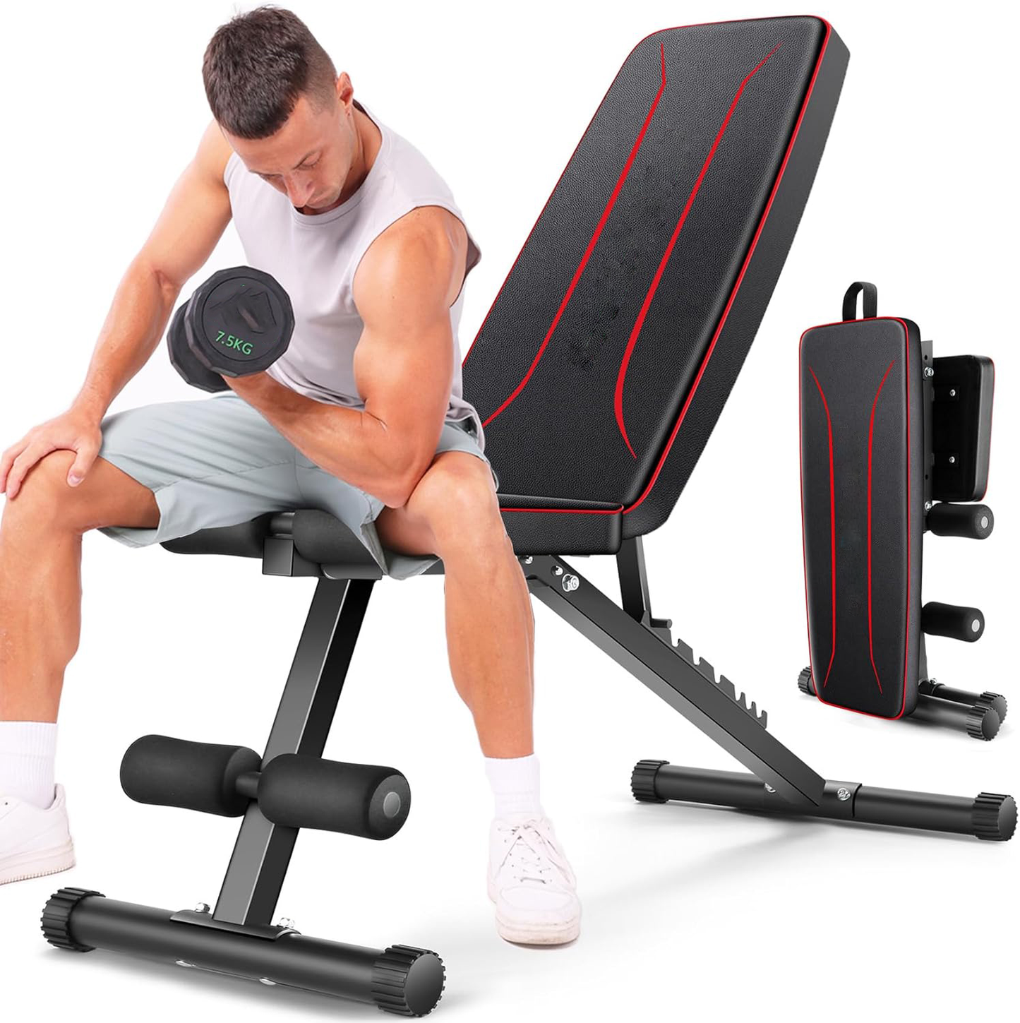 KRISRATE Weight Bench 660lbs Capacity for Home Gym, Fast Foldable Home Gym Bench Press with 8 Adjustable Backrests for Full Body Strength Training