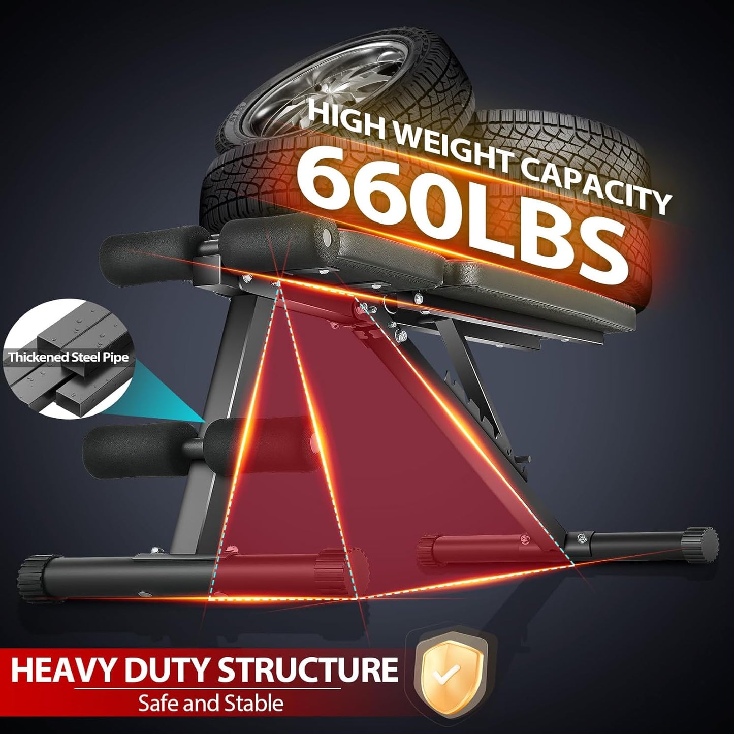 KRISRATE Weight Bench 660lbs Capacity for Home Gym, Fast Foldable Home Gym Bench Press with 8 Adjustable Backrests for Full Body Strength Training