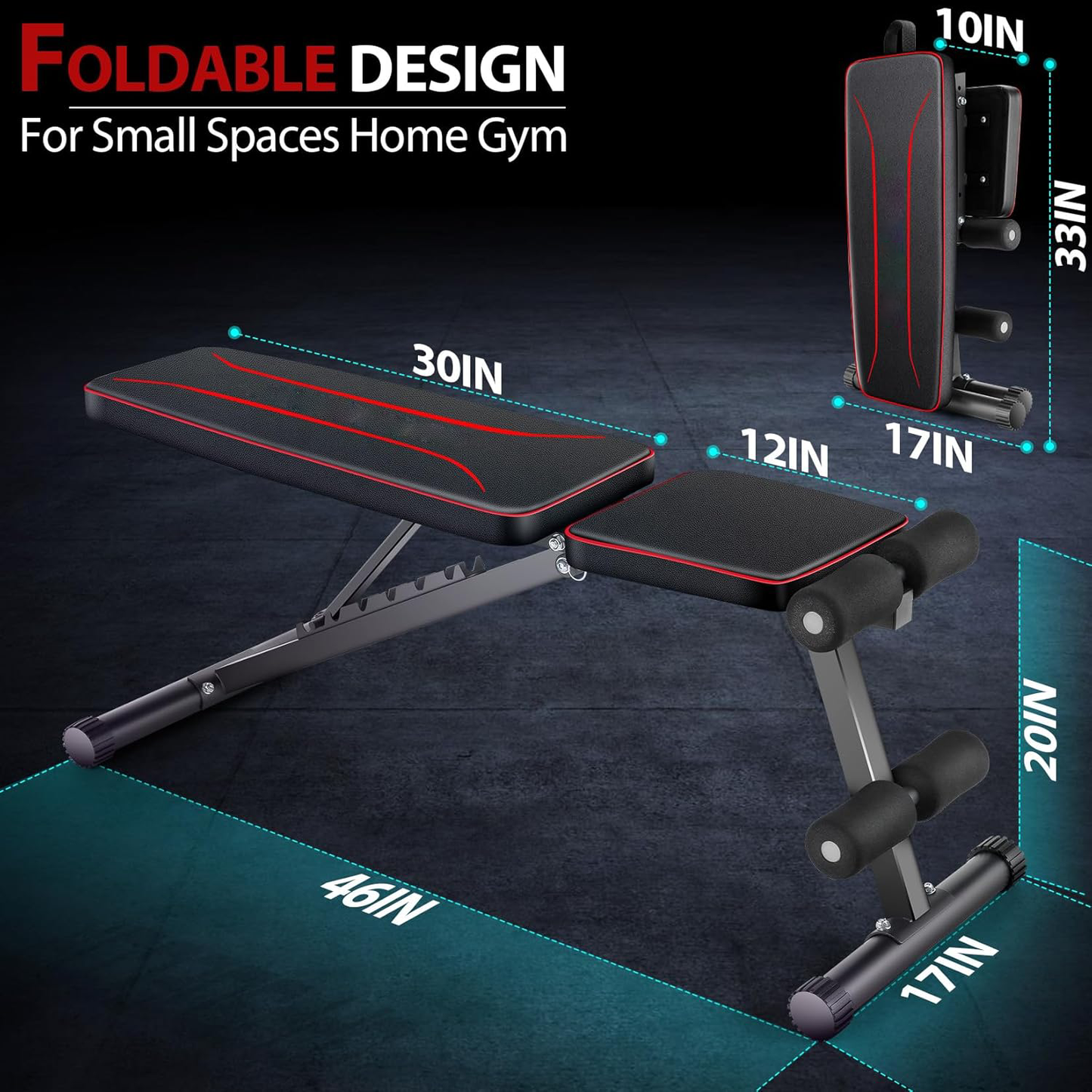 KRISRATE Weight Bench 660lbs Capacity for Home Gym, Fast Foldable Home Gym Bench Press with 8 Adjustable Backrests for Full Body Strength Training