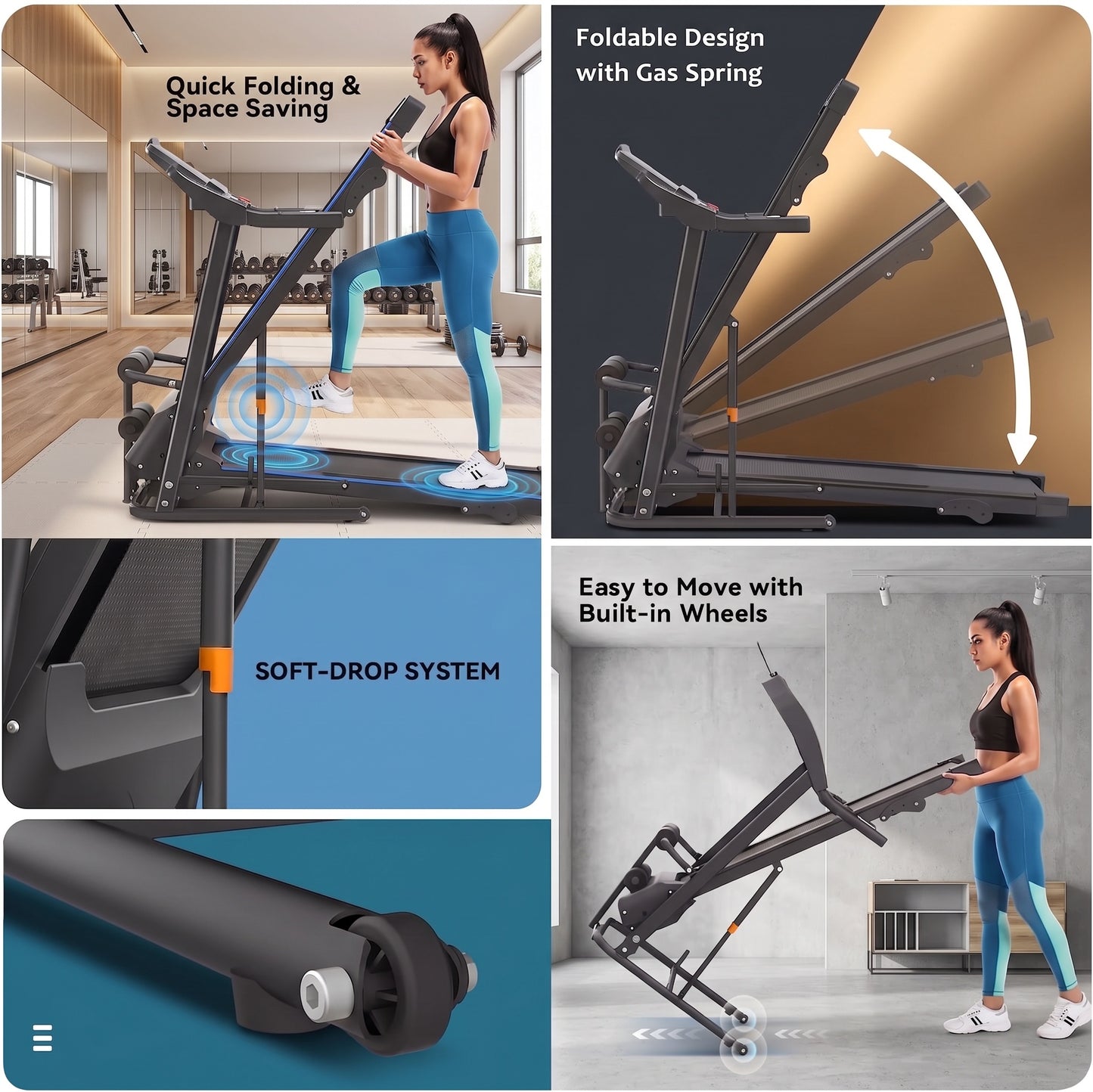 KRISRATE Foldable Treadmill with Sit Up Bench, 2025 Upgrade 3.5HP Portable Treadmills for Home with Incline, Smart LCD Display Body Fat & Heart Rate