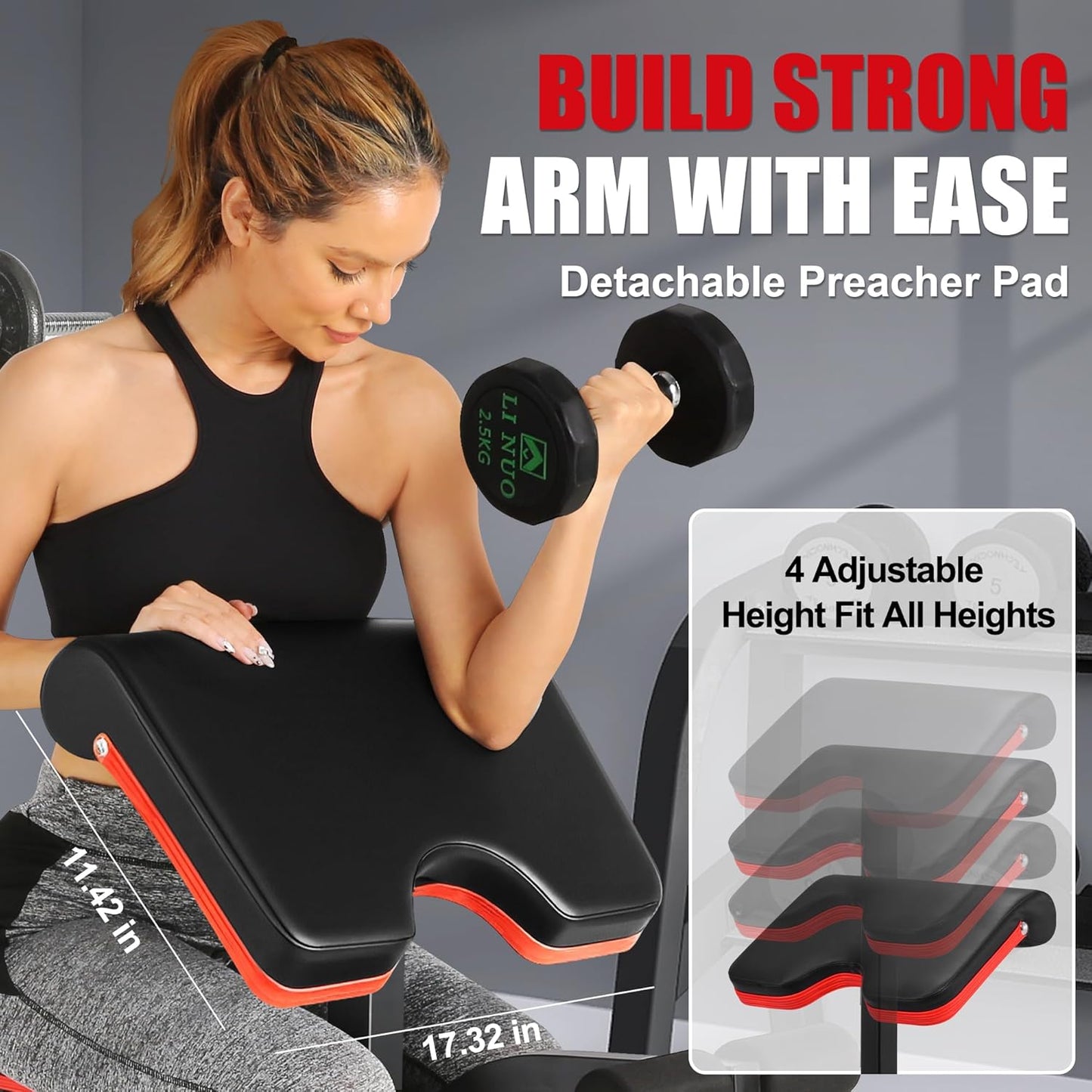 KRISRATE 660lbs Adjustable Weight Bench Set with Leg Developer & Preacher Curl Pad, Full Body Workout Strength Training Bench Press Set w/ Squat Rack