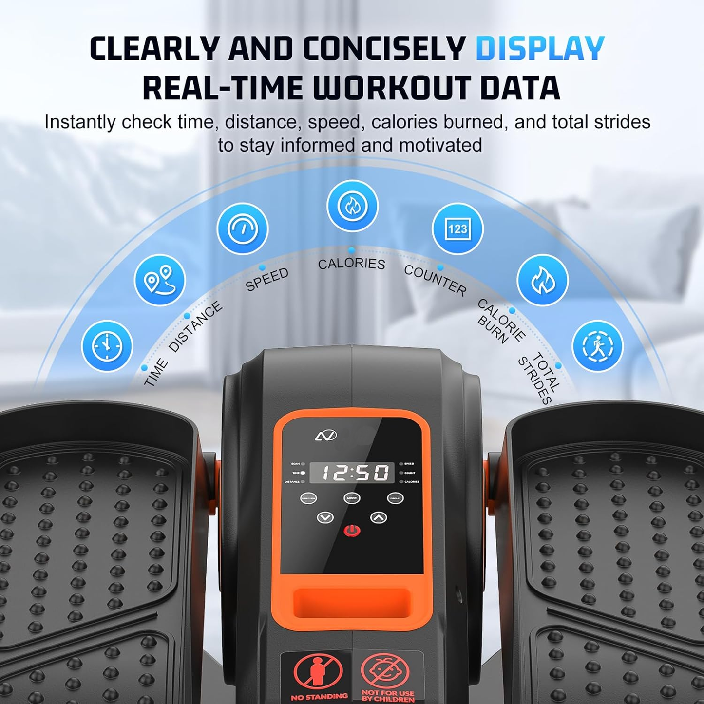 KRISRATE Under Desk Elliptical Machine - Fully Assembled Electric Leg Exerciser with 12 Adjustable Speeds & Ultra-Quiet Motor for Home Office Use