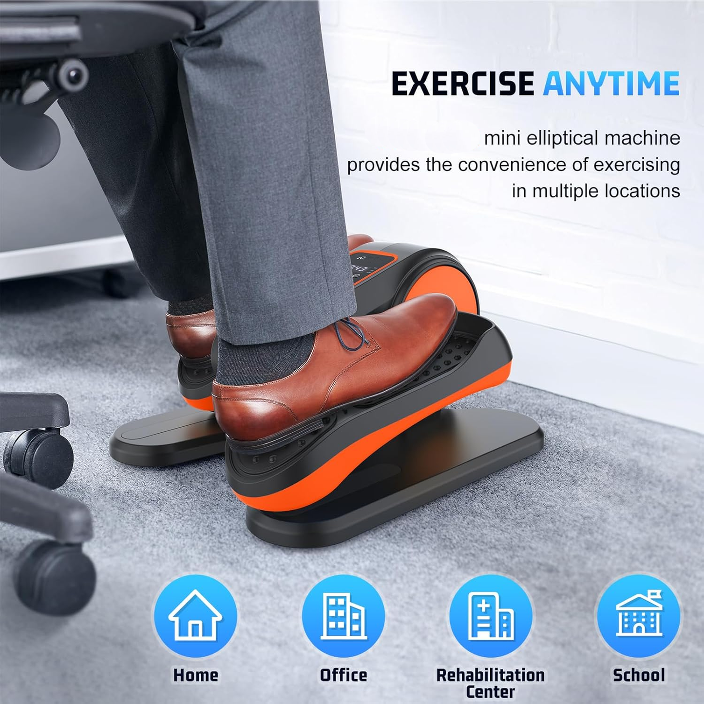 KRISRATE Under Desk Elliptical Machine - Fully Assembled Electric Leg Exerciser with 12 Adjustable Speeds & Ultra-Quiet Motor for Home Office Use
