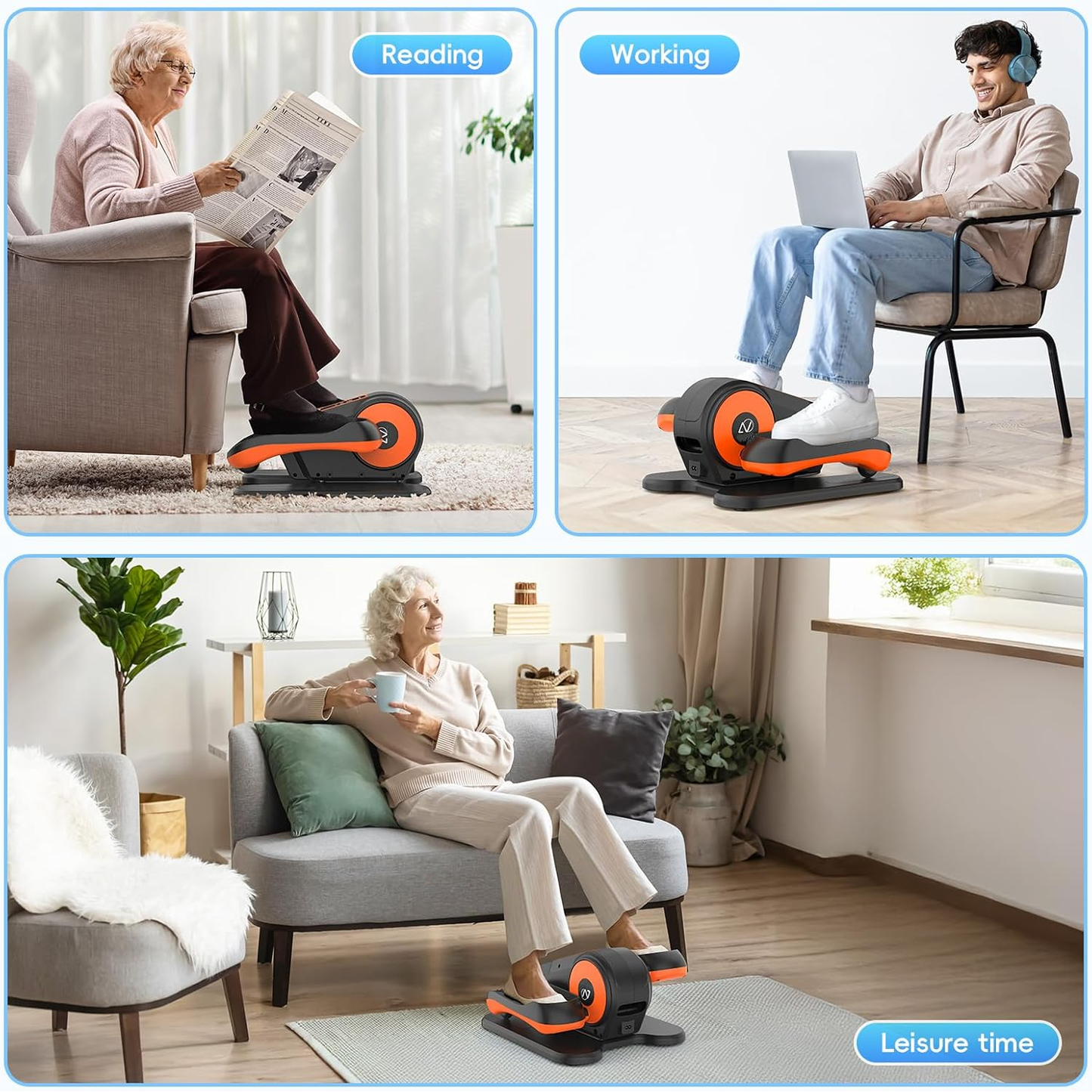 KRISRATE Under Desk Elliptical Machine - Fully Assembled Electric Leg Exerciser with 12 Adjustable Speeds & Ultra-Quiet Motor for Home Office Use