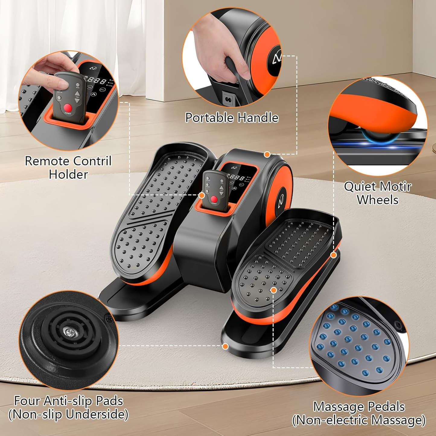 KRISRATE Under Desk Elliptical Machine - Fully Assembled Electric Leg Exerciser with 12 Adjustable Speeds & Ultra-Quiet Motor for Home Office Use