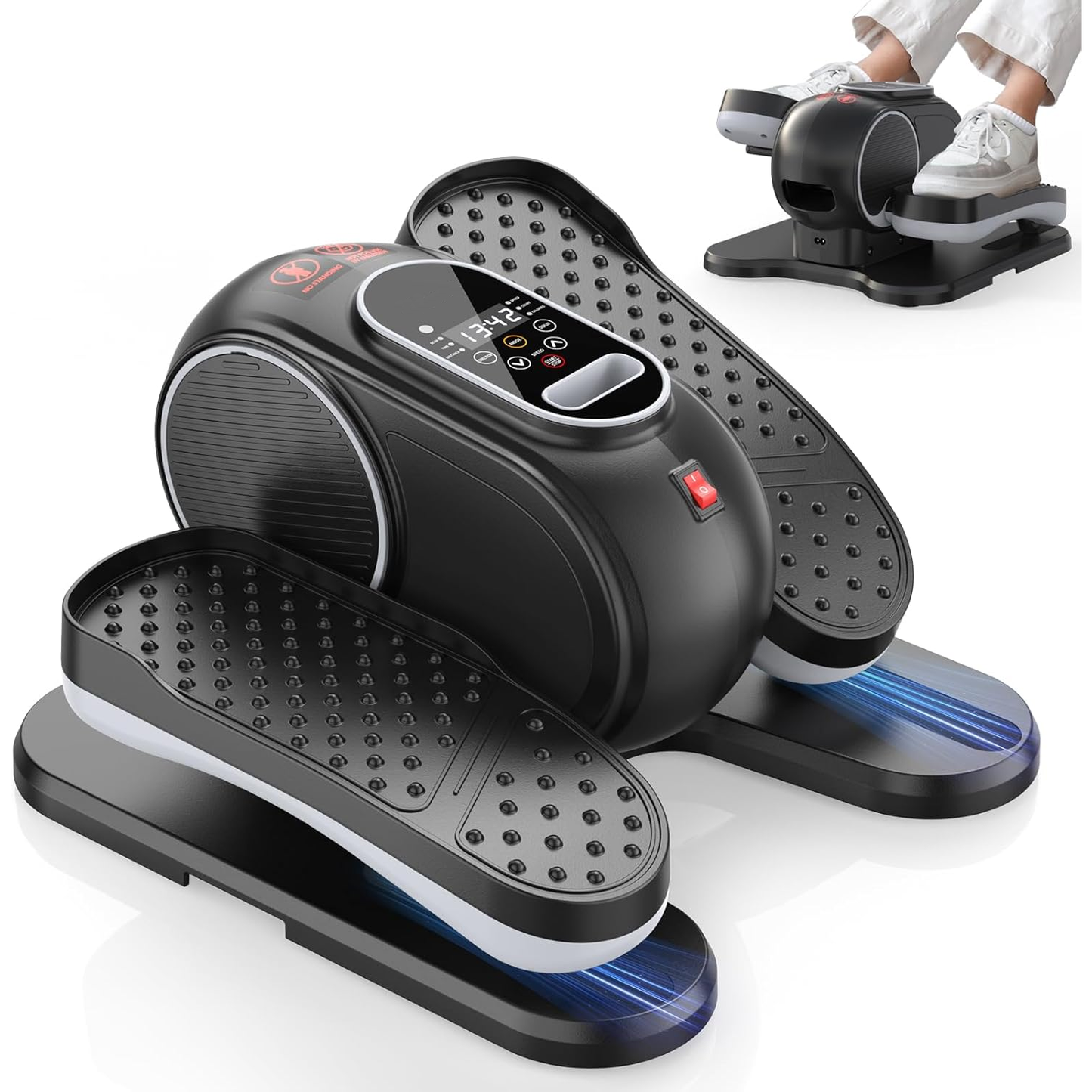 KRISRATE Under Desk Elliptical Machine, 12 Manual Speed Levels, Remote Control, LCD Display, Portable Quiet Compact Leg Exerciser for Home Office