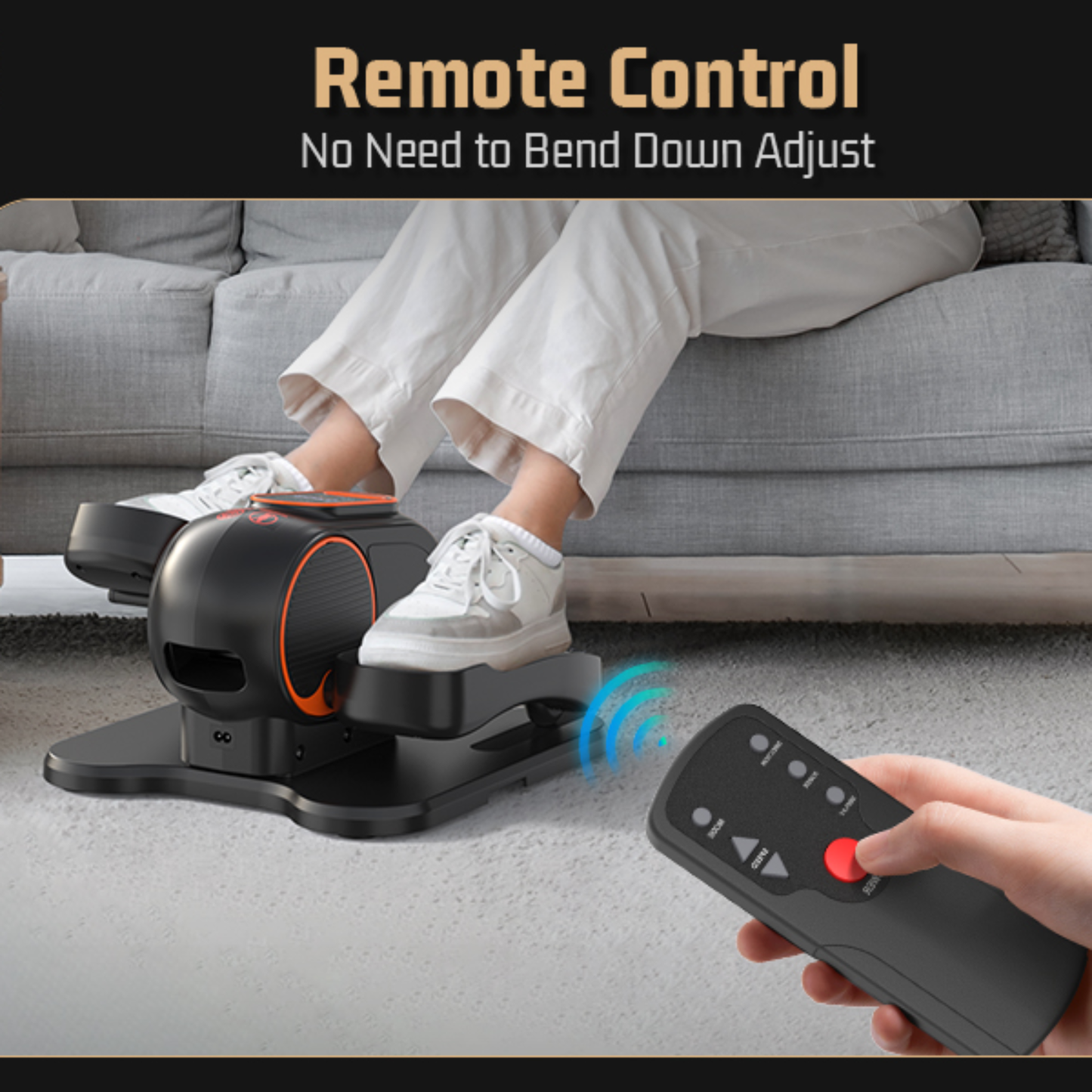 KRISRATE Under Desk Elliptical Machine, 12 Manual Speed Levels, Remote Control, LCD Display, Portable Quiet Compact Leg Exerciser for Home Office