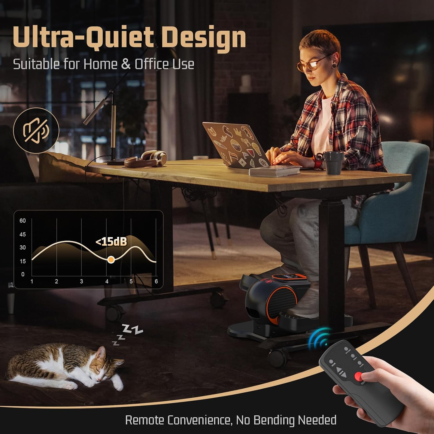 KRISRATE Under Desk Elliptical Machine, 12 Manual Speed Levels, Remote Control, LCD Display, Portable Quiet Compact Leg Exerciser for Home Office