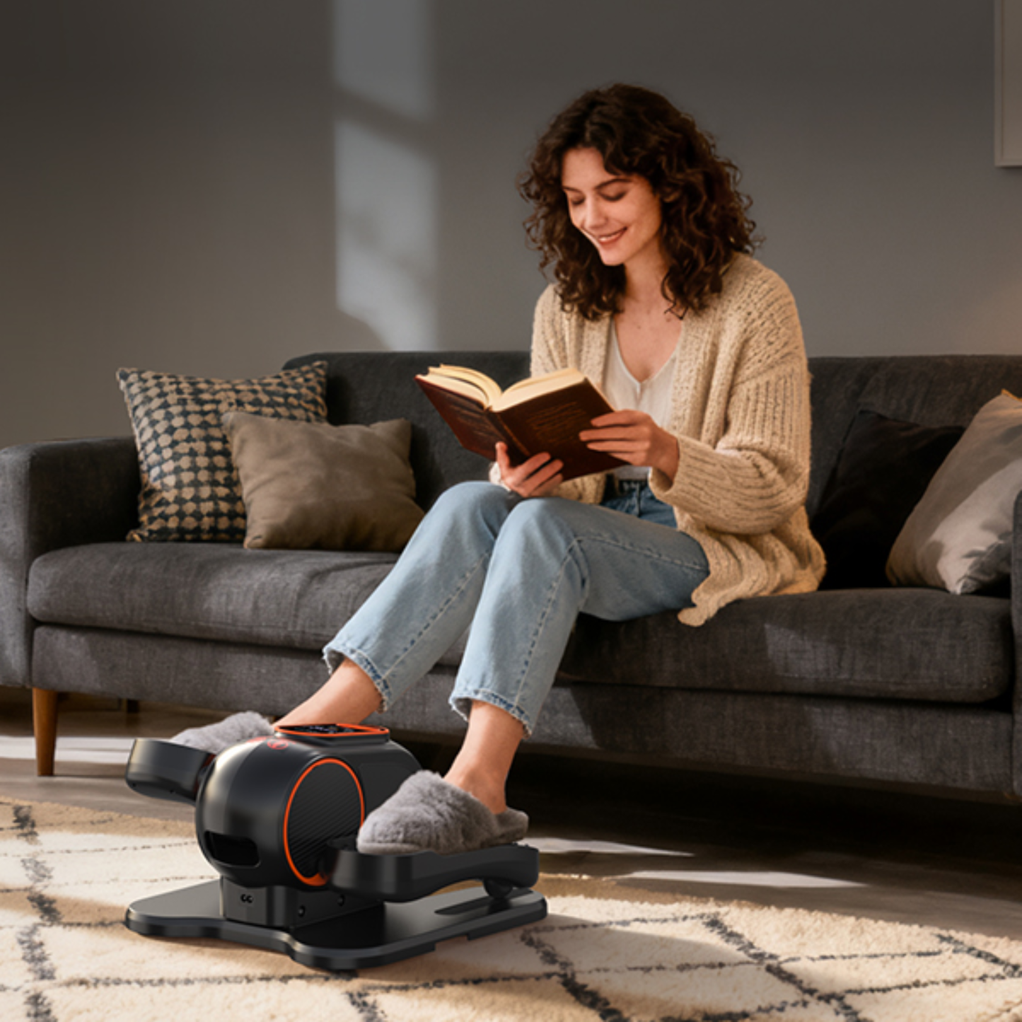 KRISRATE Under Desk Elliptical Machine, 12 Manual Speed Levels, Remote Control, LCD Display, Portable Quiet Compact Leg Exerciser for Home Office