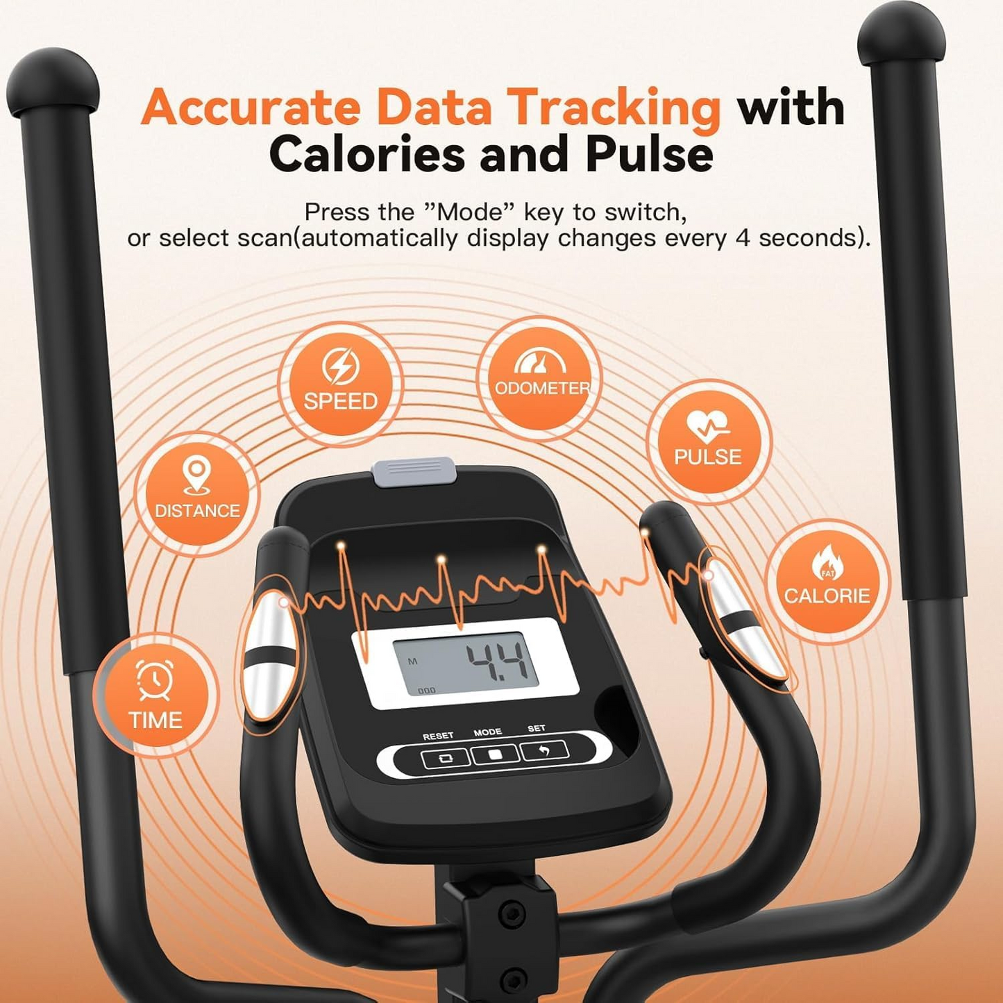 KRISRATE Magnetic Elliptical Machine for Home Gym with 14 Resistance Levels, Ultra-Silent Elliptical Trainer, LCD Monitor&Pulse Grips, 500Lbs Capacity