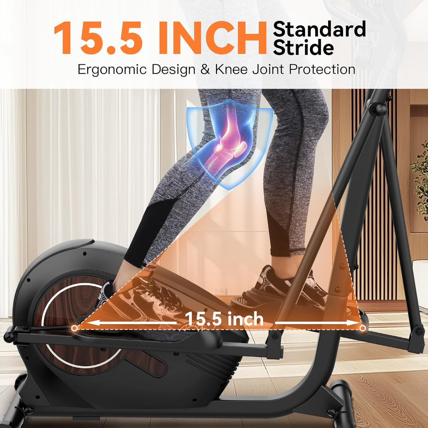 KRISRATE Magnetic Elliptical Machine for Home Gym with 14 Resistance Levels, Ultra-Silent Elliptical Trainer, LCD Monitor&Pulse Grips, 500Lbs Capacity