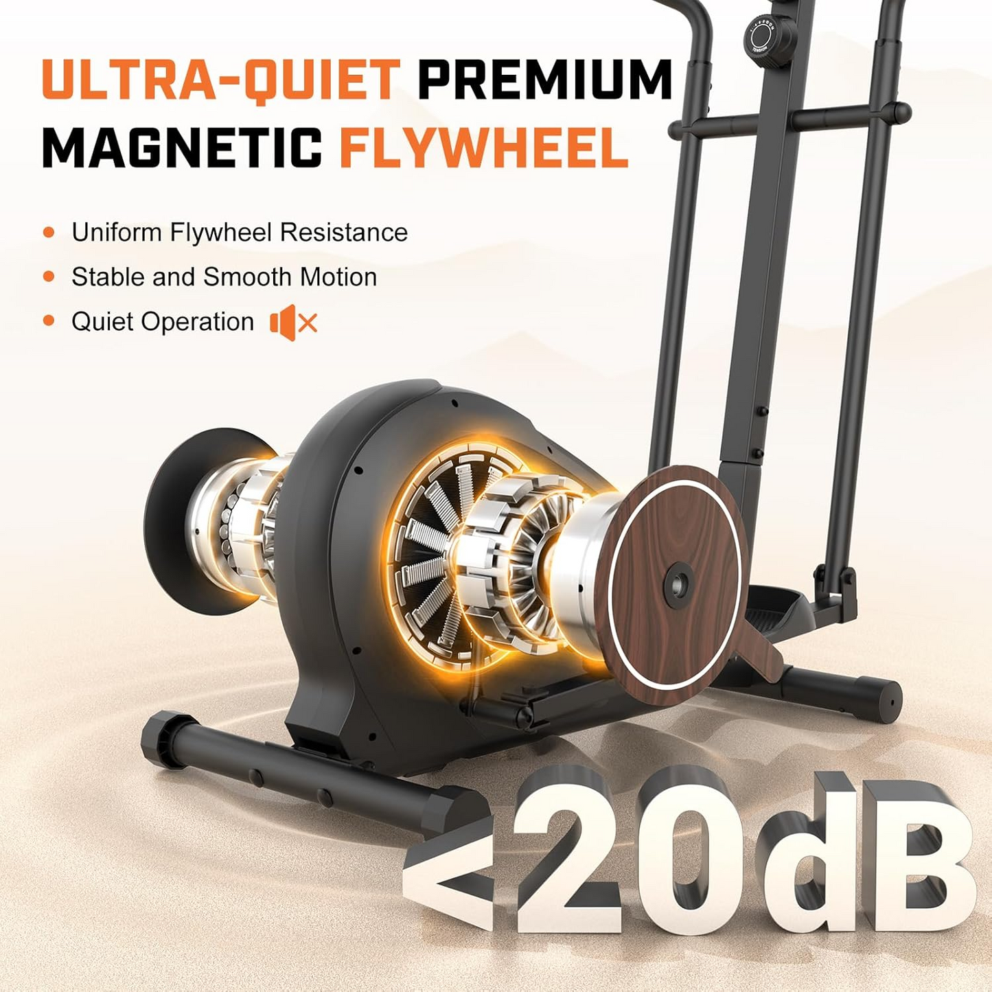 KRISRATE Magnetic Elliptical Machine for Home Gym with 14 Resistance Levels, Ultra-Silent Elliptical Trainer, LCD Monitor&Pulse Grips, 500Lbs Capacity