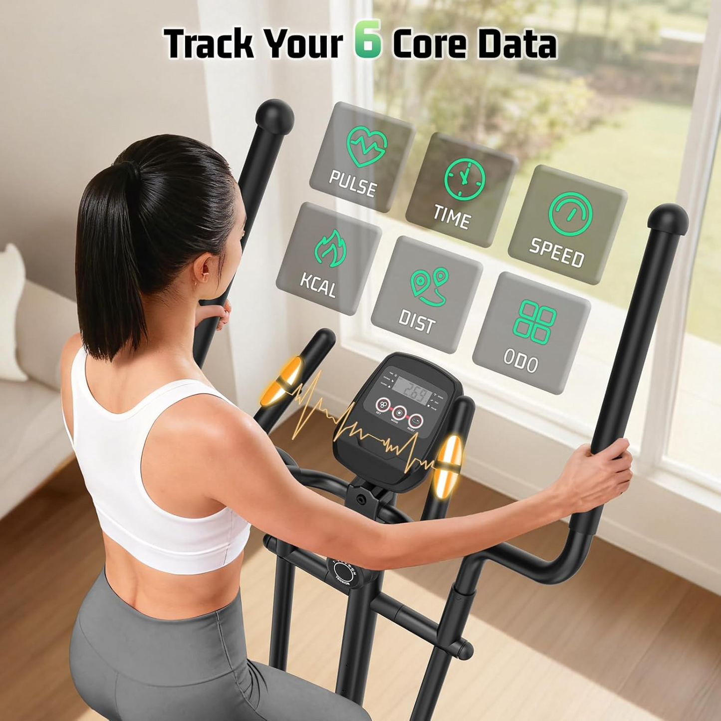 KRISRATE Elliptical Machine, Ultra-Quiet Magnetic Elliptical Trainer with 14 Resistance Levels, 15" Stride Length, 400LBS Capacity Exercise Equipment