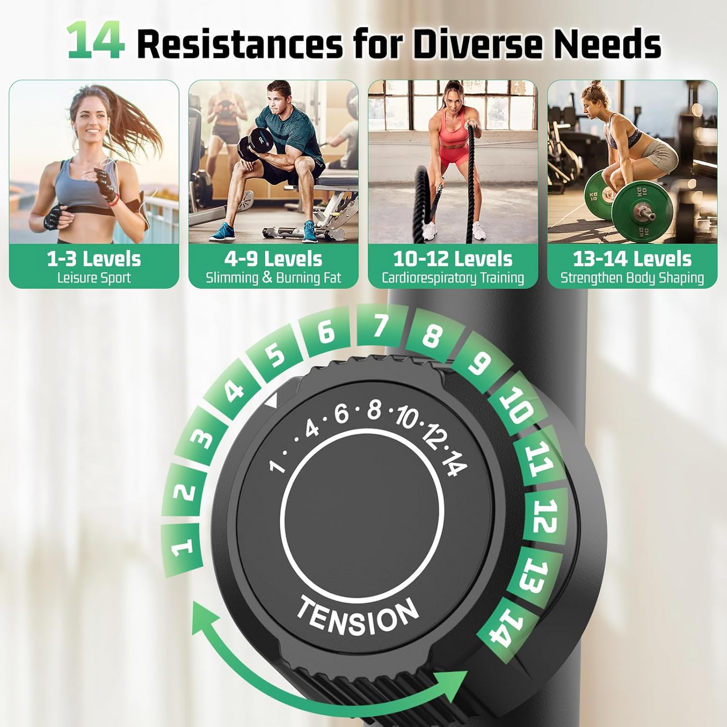 KRISRATE Elliptical Machine, Ultra-Quiet Magnetic Elliptical Trainer with 14 Resistance Levels, 15" Stride Length, 400LBS Capacity Exercise Equipment