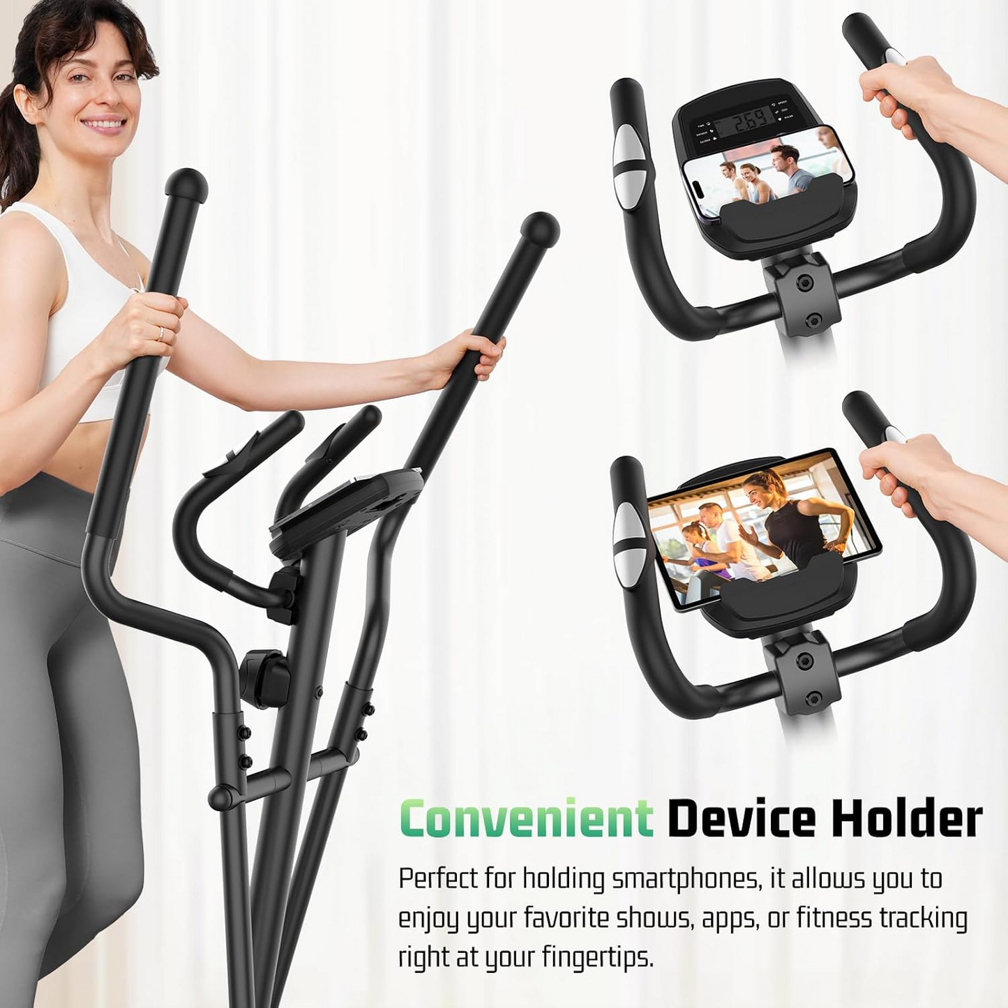 KRISRATE Elliptical Machine, Ultra-Quiet Magnetic Elliptical Trainer with 14 Resistance Levels, 15" Stride Length, 400LBS Capacity Exercise Equipment