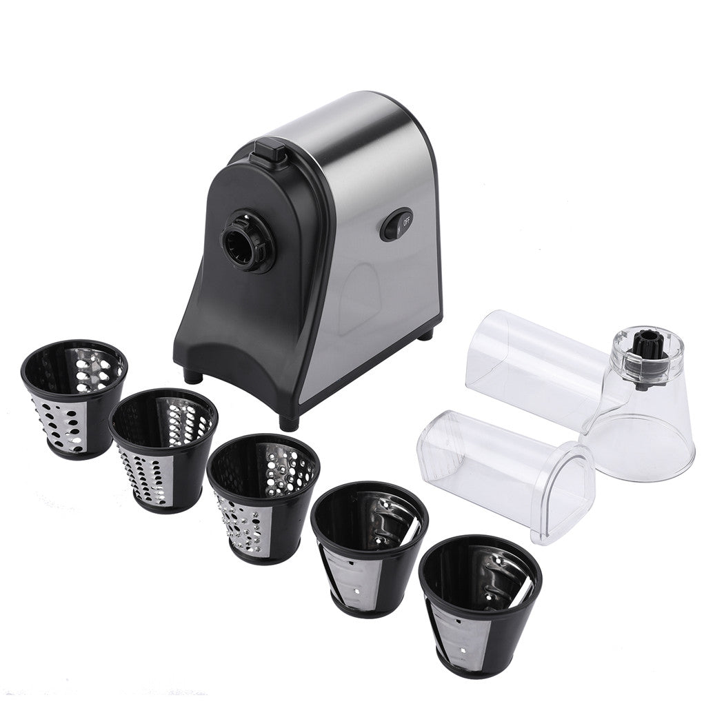 KRISRATE Electric Cheese Grater, Salad Maker With 5 Different Shapes of Blades, 250W Electric Slicer Shredder for Cheeses, Fruits, Vegetables