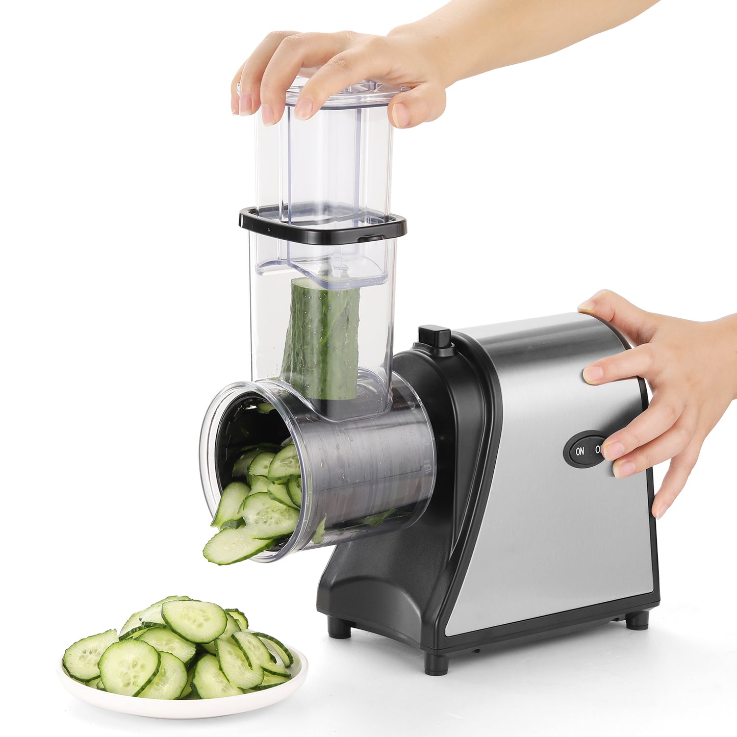 KRISRATE 5 in 1 Electric Cheese Grater Professional Electric Slicer Shredder Cheese Grater One-Touch Control Salad Maker for Home Kitchen Use