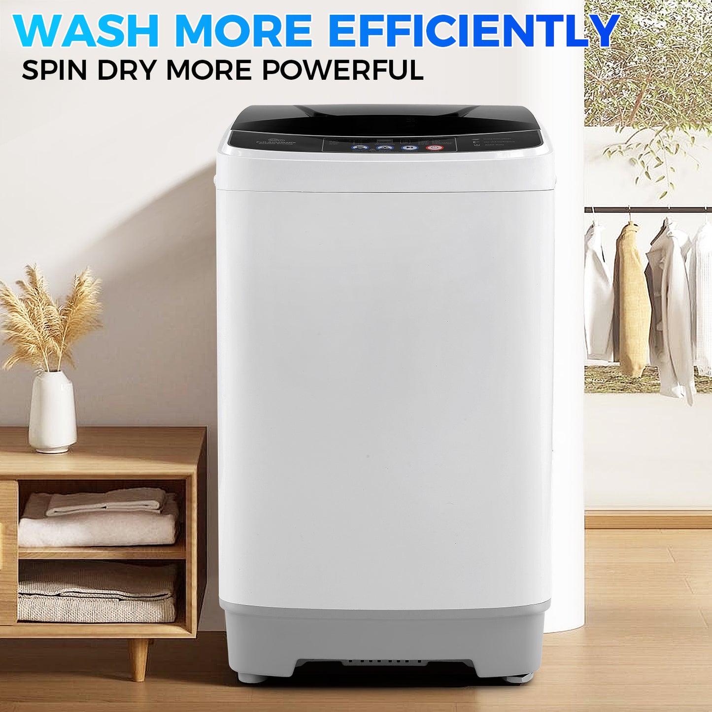 KRISRATE 15.6Lbs Portable Washing Machine, Full-Automatic 2.1 Cu.ft Compact Washer with Drain Pump, 10 Programs 8 Water Level for Home, Apartment, RV
